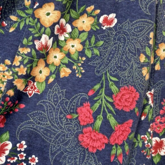 Vintage Large Skirt And Shirt Knit Outfit Set Blue Floral Cottagecore Soft USA - Picture 7 of 16